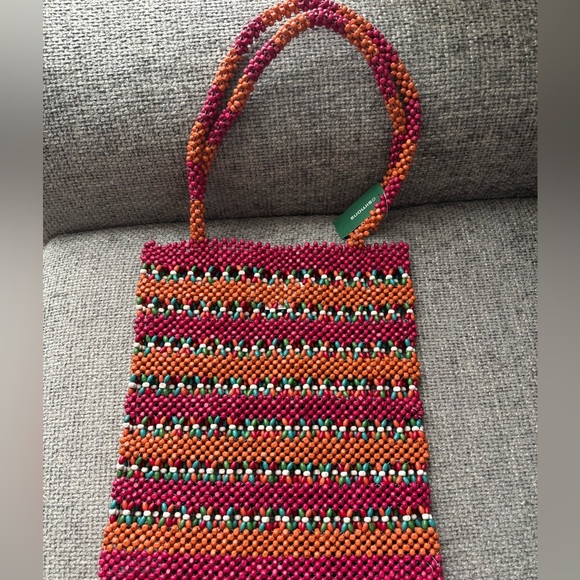 BNWT Colourful Wooden Bead Bag by Antik Kraft - Picture 6 of 11